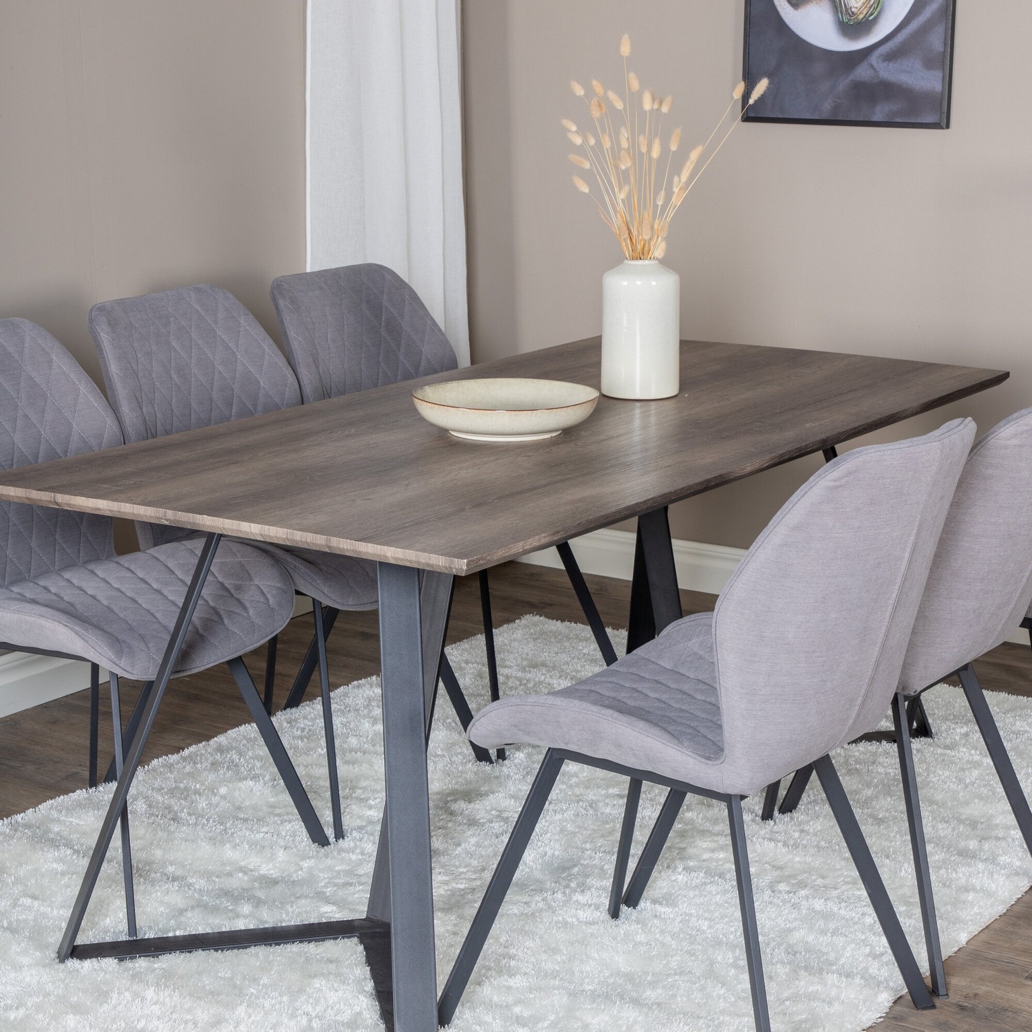 Spisegruppe Venture Home Madde med 6 Geneva Stoler