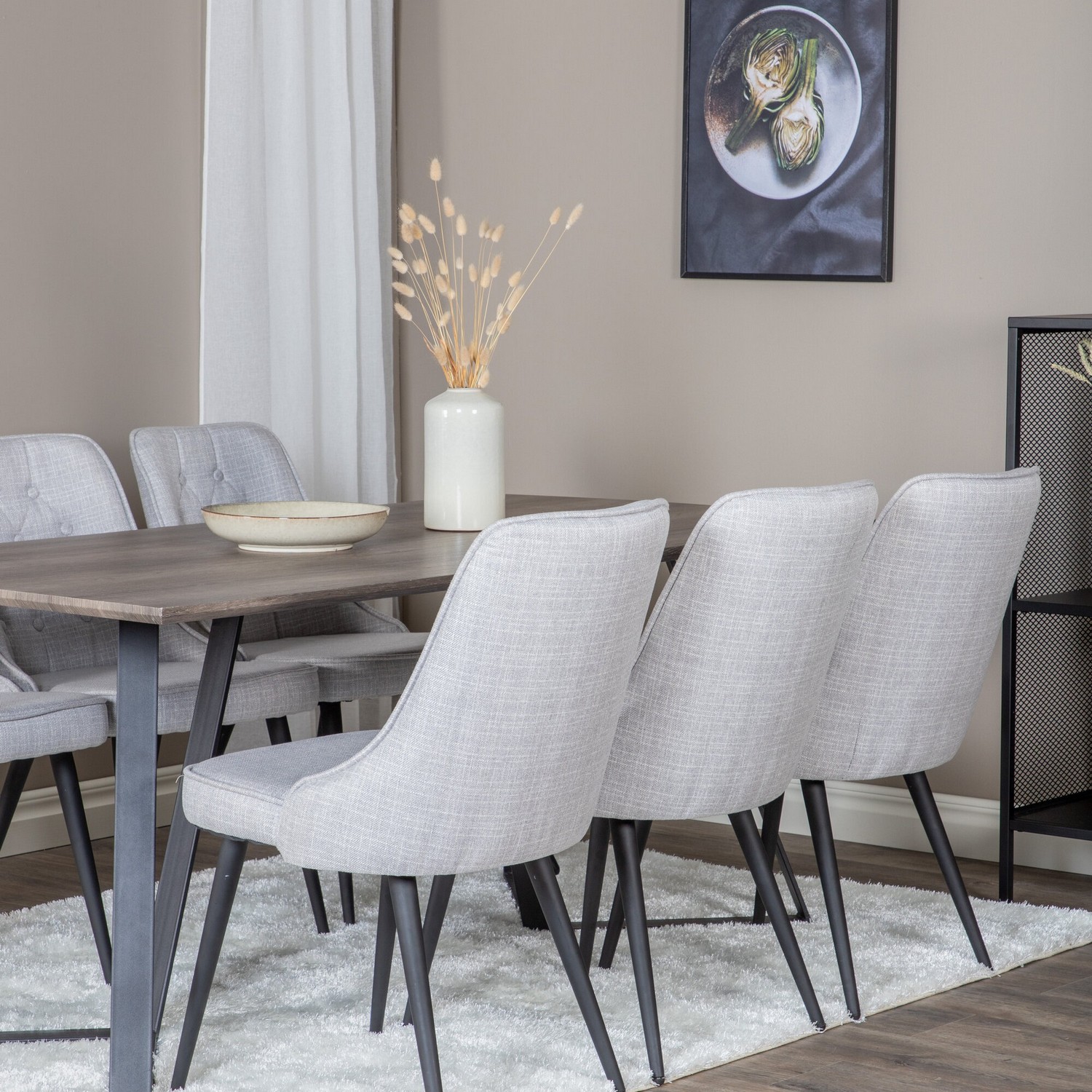 Spisegruppe Venture Home Madde med 6 Vera Stoler Polyester