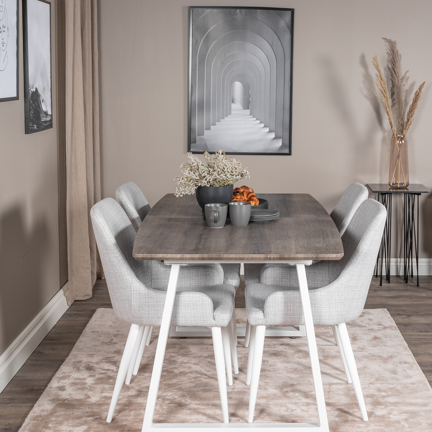 Spisegruppe Venture Home Ina med 4 Plake Stoler