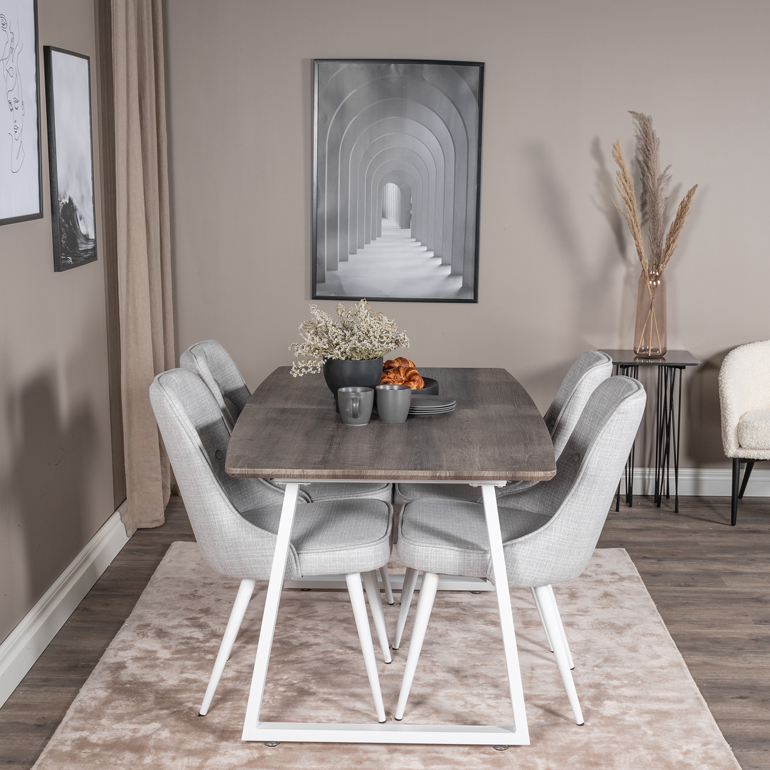 Spisegruppe Venture Home Ina med 4 Vera Stoler Polyester