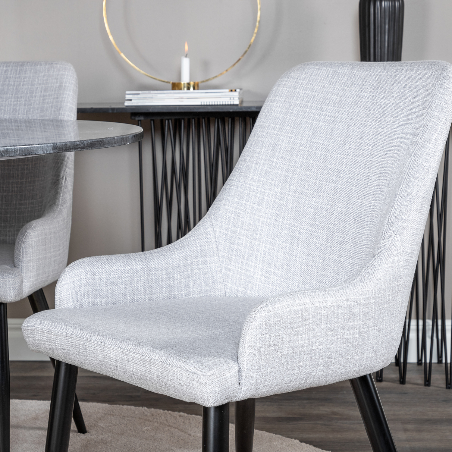 Spisegruppe Venture Home Estelle med 4 Plake Stoler Polyester