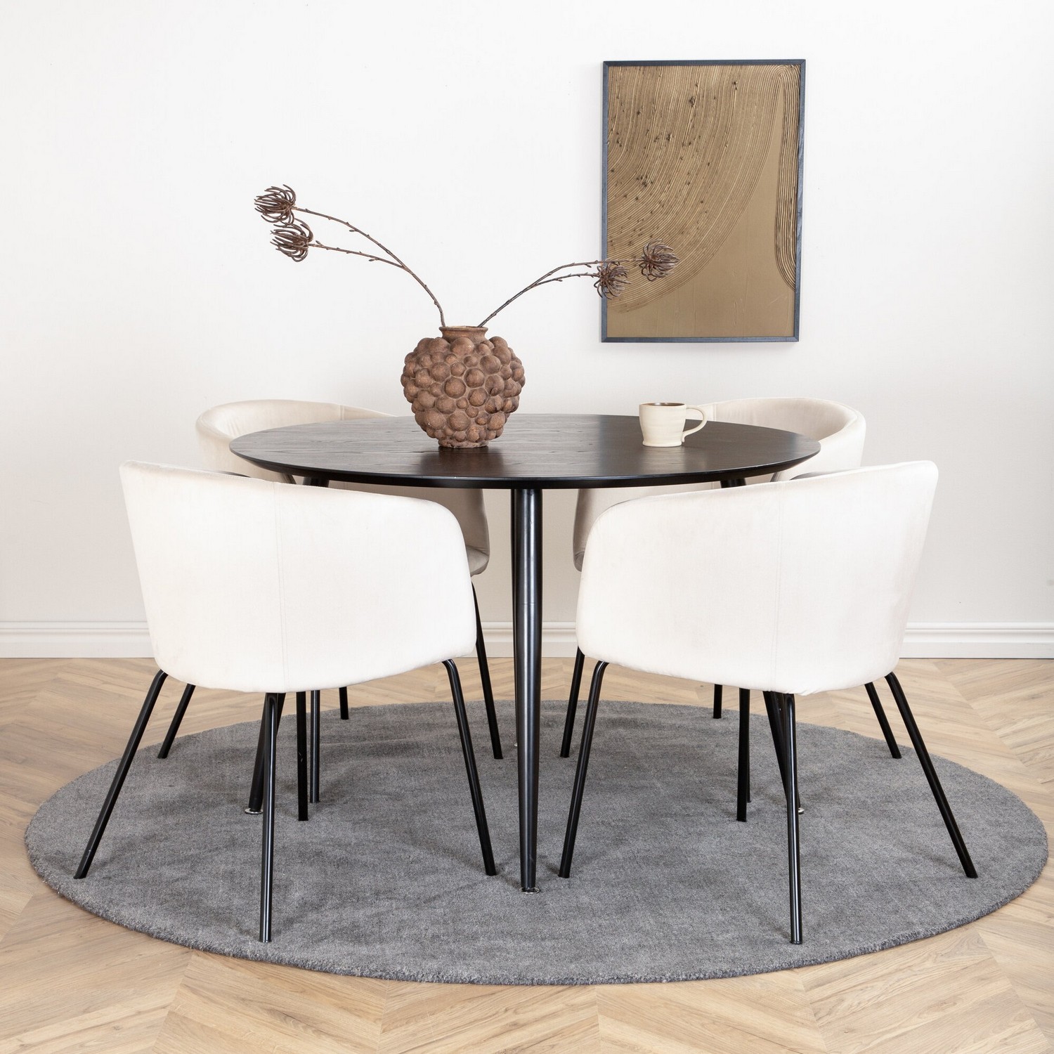 Spisegruppe Venture Home Dipp Ø115 cm med 4 Berit Stoler