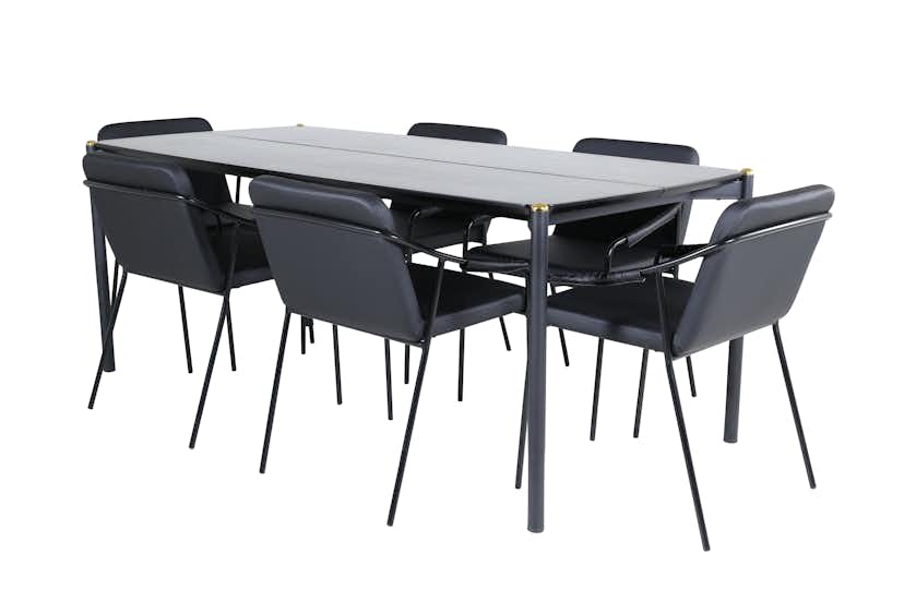 Venture Home Matgrupp Paris matbord och Tjärö matstol Pelle Dining Table - Black / black Black+Tvist Chair Blac GR22317