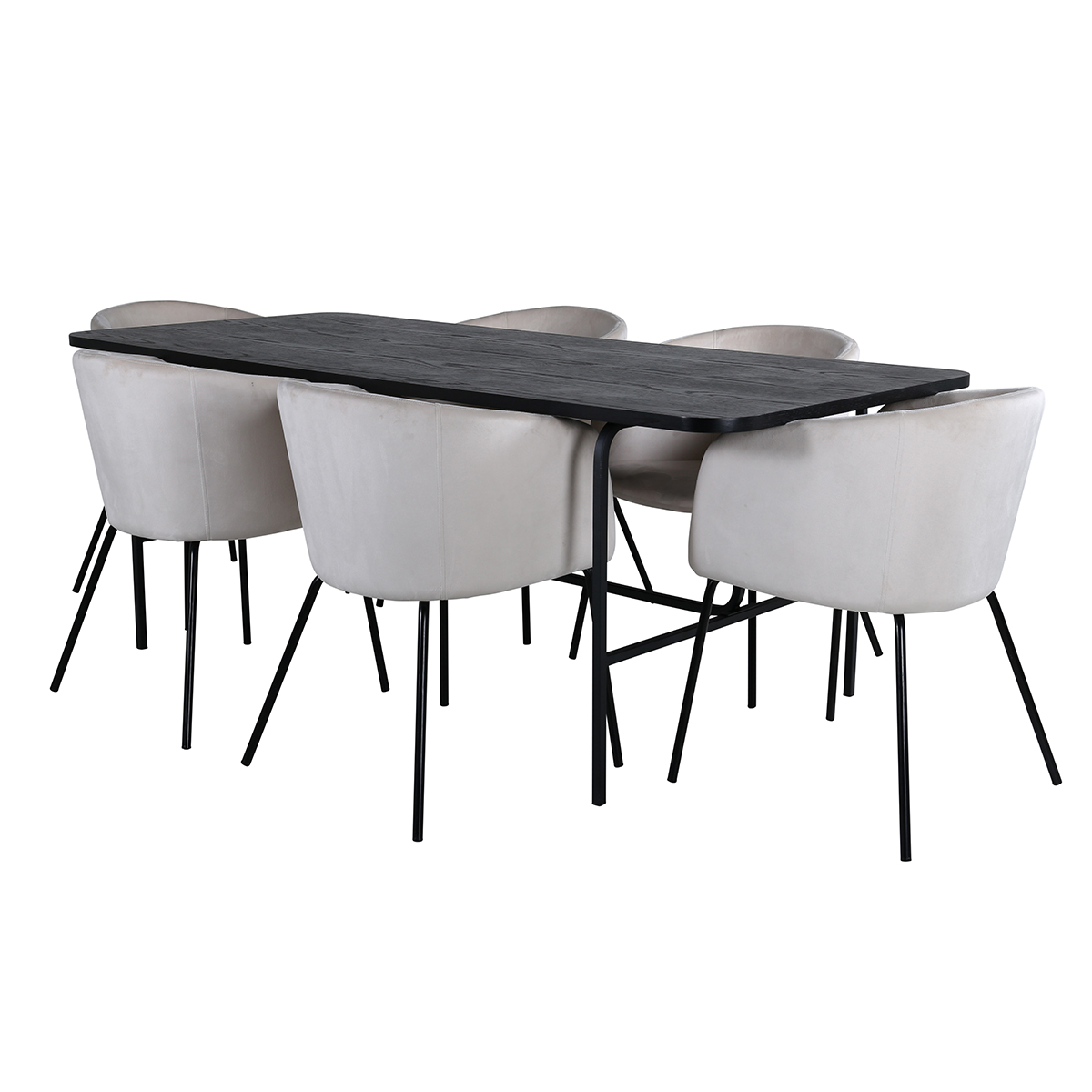 Spisegruppe Venture Home Chicago Spisebord og Bergen Spisestol Sort