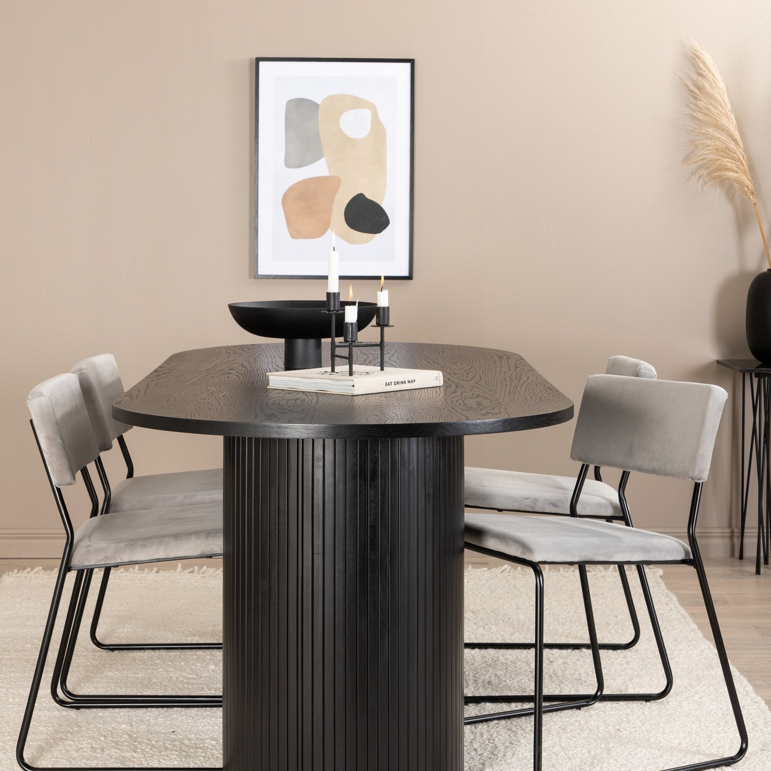 Spisegruppe Venture Home Bianca Sort med 4 Kungshamn Stoler