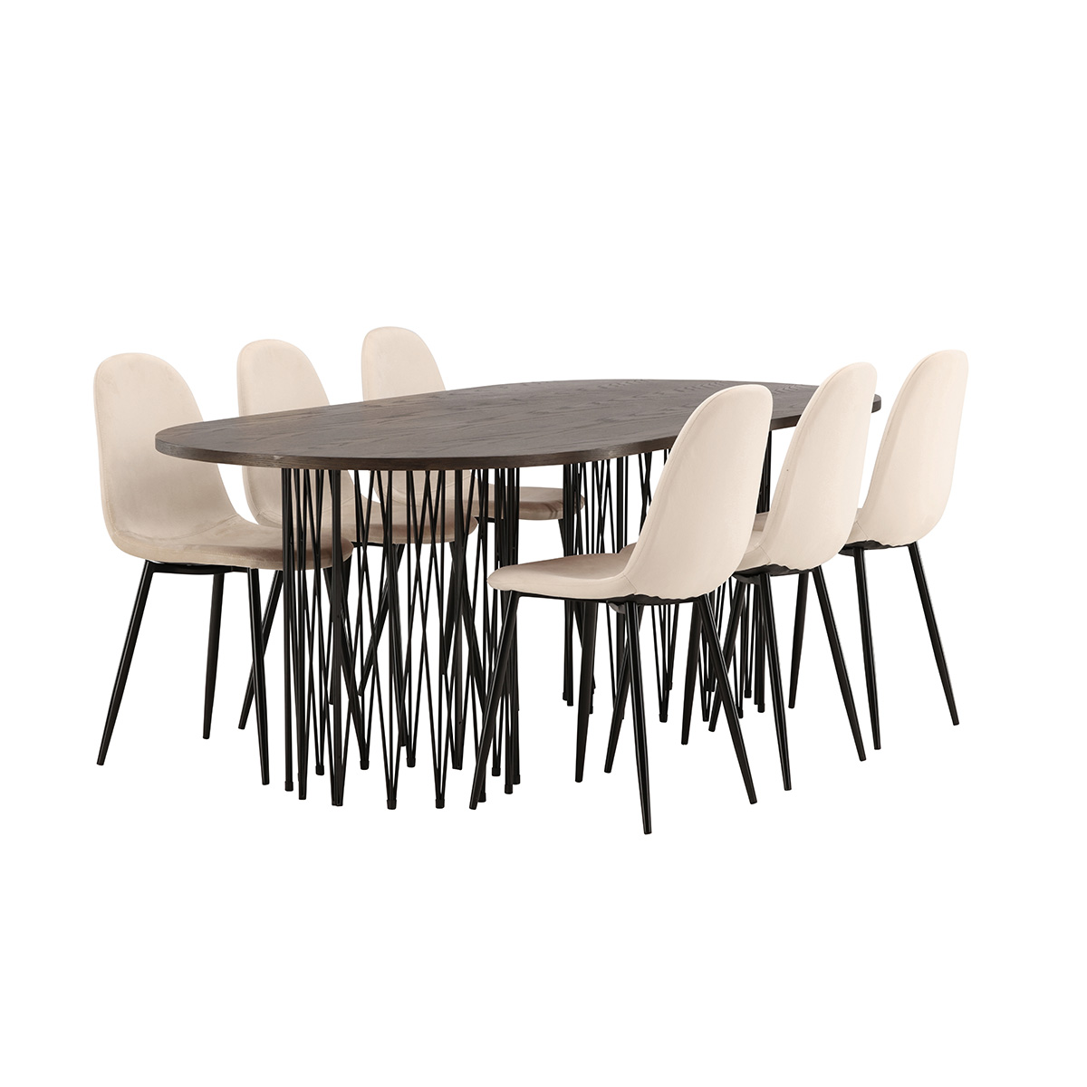 Spisegruppe Venture Home Stone med 6 Polar Stoler Fløyel