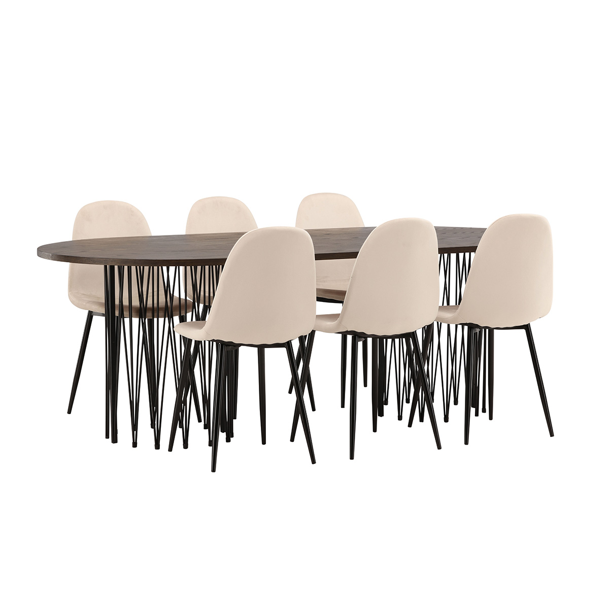 Spisegruppe Venture Home Stone med 6 Polar Stoler Fløyel