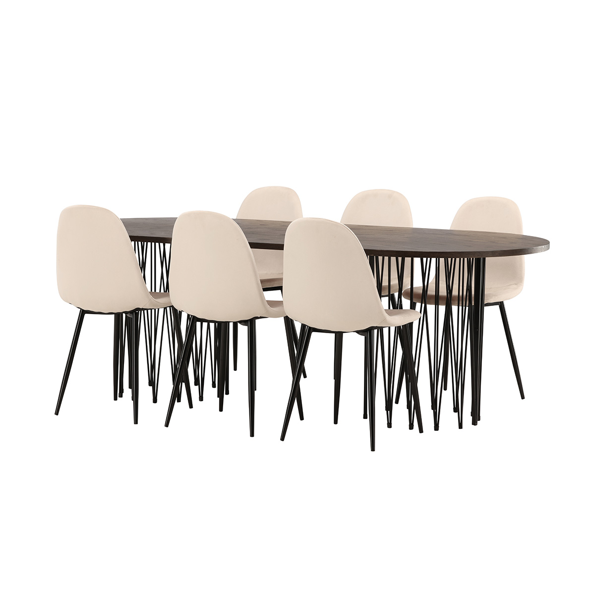 Spisegruppe Venture Home Stone med 6 Polar Stoler Fløyel