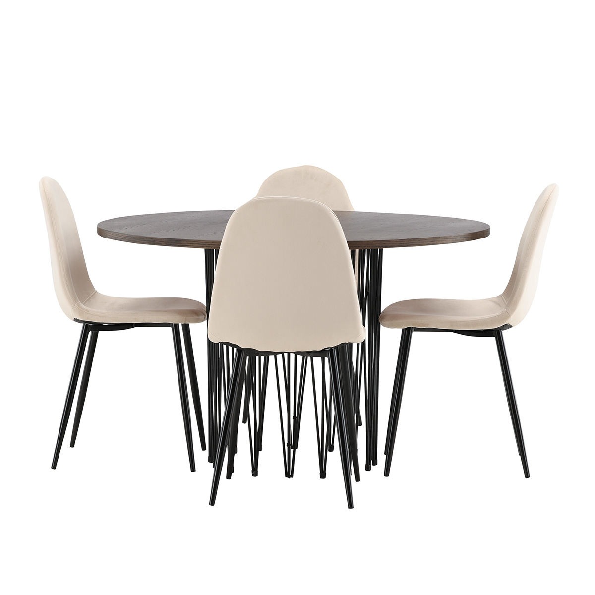 Spisegruppe Venture Home Stone med 4 Polar Stoler Fløyel