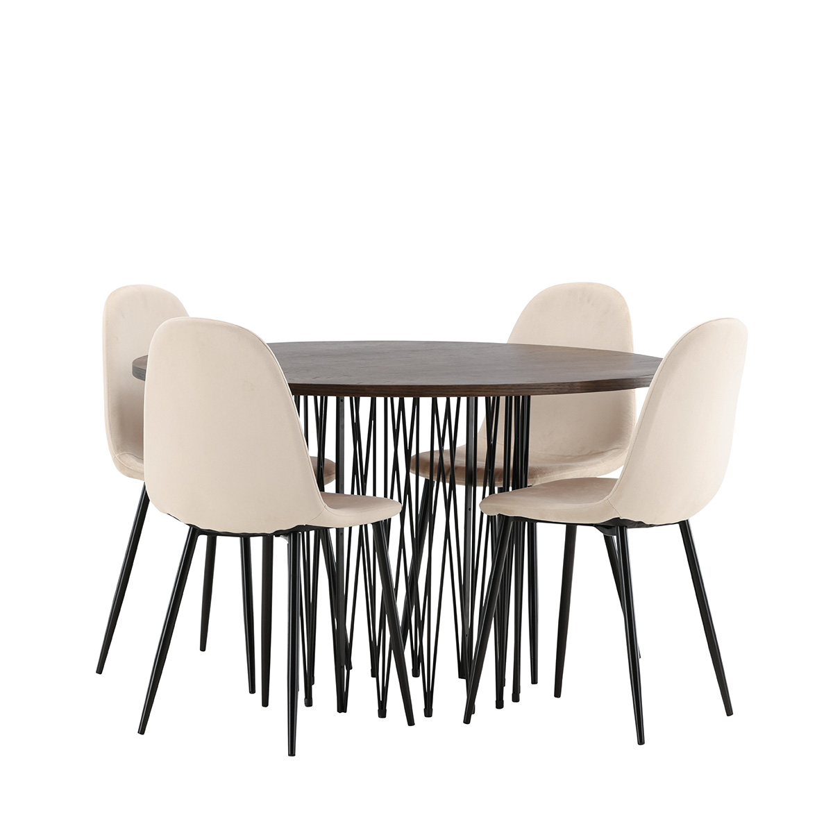 Spisegruppe Venture Home Stone med 4 Polar Stoler Fløyel