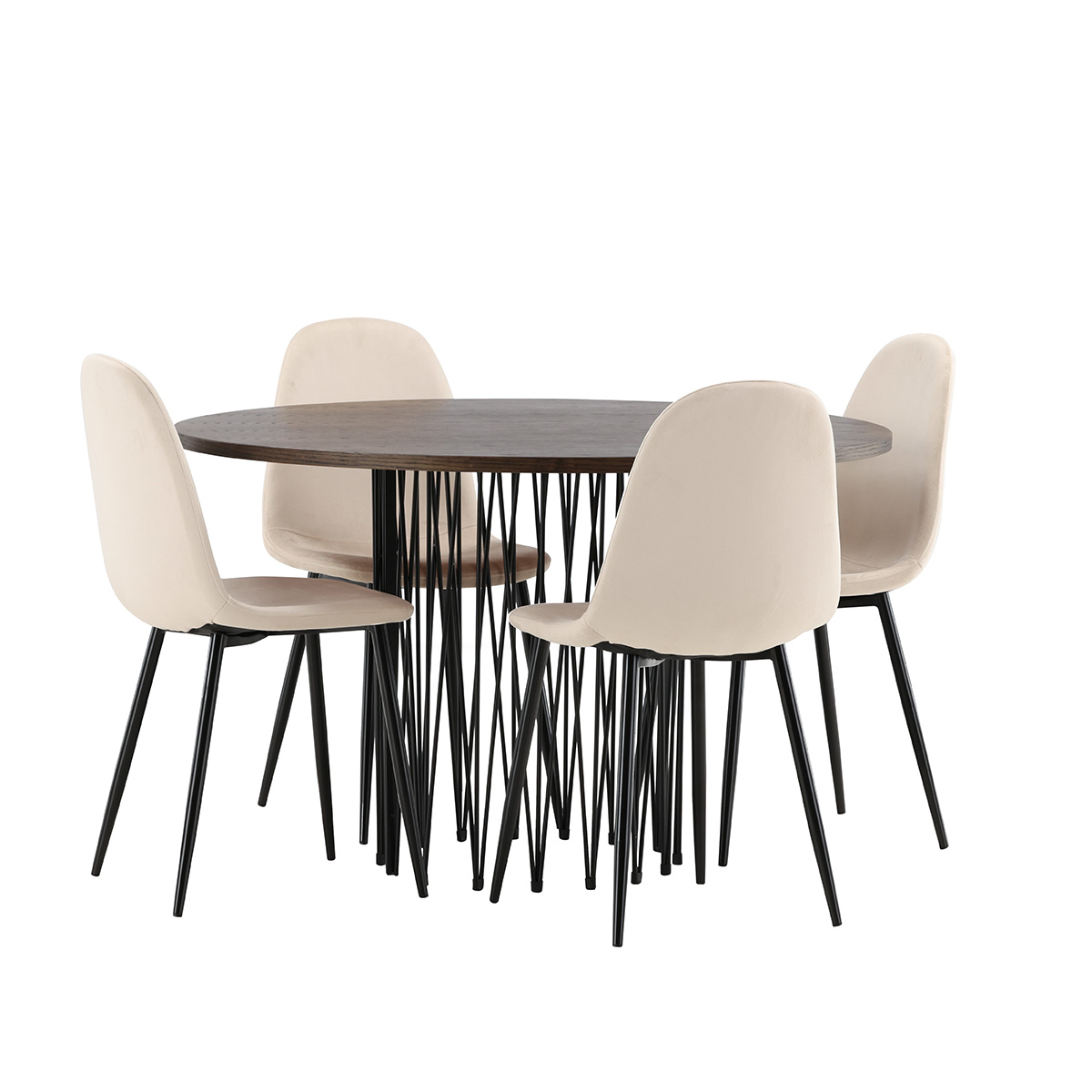 Spisegruppe Venture Home Stone med 4 Polar Stoler Fløyel