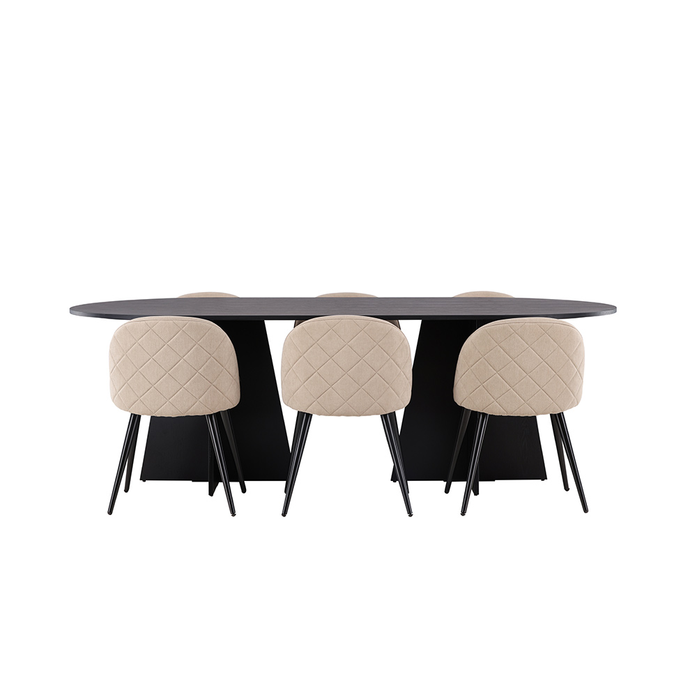 Spisegruppe Venture Home Bootcut Oval med 6 Velvet Stoler