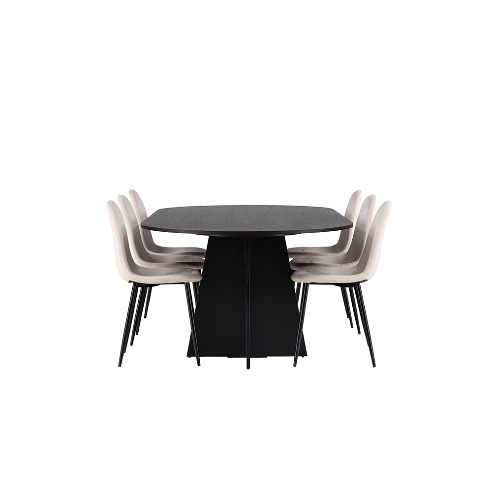 Spisegruppe Venture Home Bootcut Oval med 6 Polar Fløyel Stoler