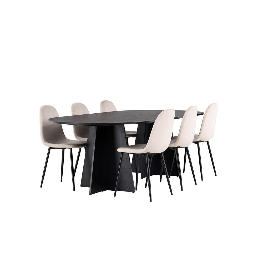 Spisegruppe Venture Home Bootcut Oval med 6 Polar Fløyel Stoler