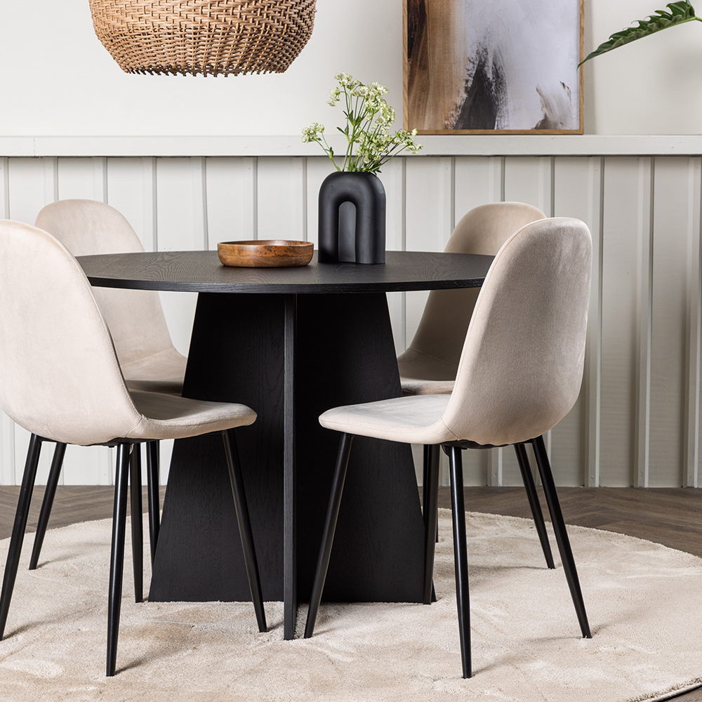 Spisegruppe Venture Home Bootcut Ø110 cm med 4 Polar Stoler Fløyel