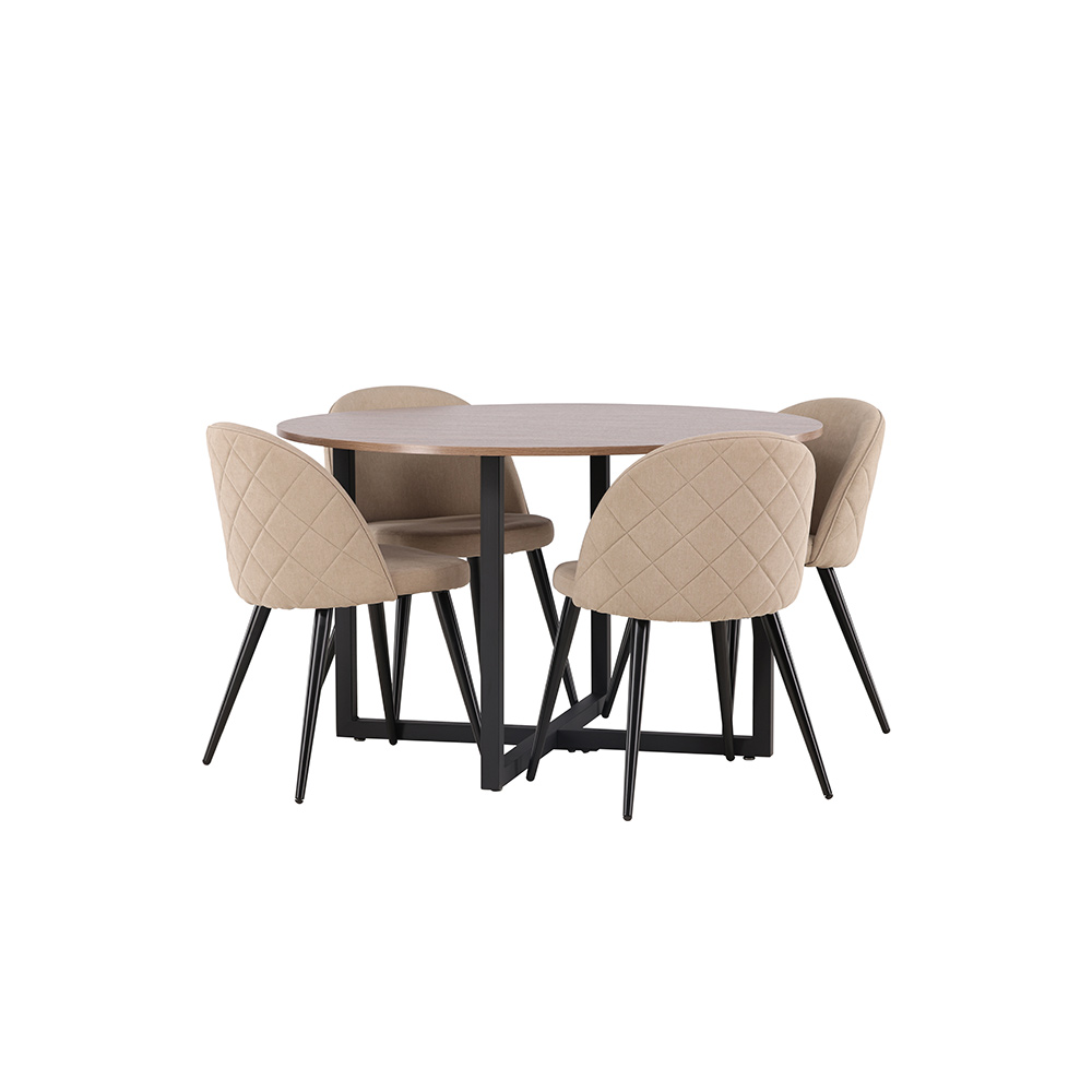 Spisegruppe Venture Home Durango Ø 120 cm med 4 Velvet Stoler