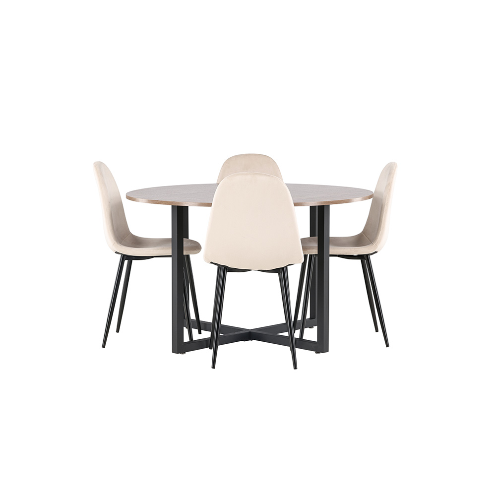 Spisegruppe Venture Home Durango Ø 120 cm med 4 Polar Stoler Fløyel