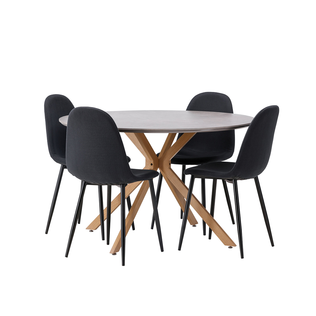 Spisegruppe Venture Home Piazza Ø120 cm med 4st Polar Spisestoler