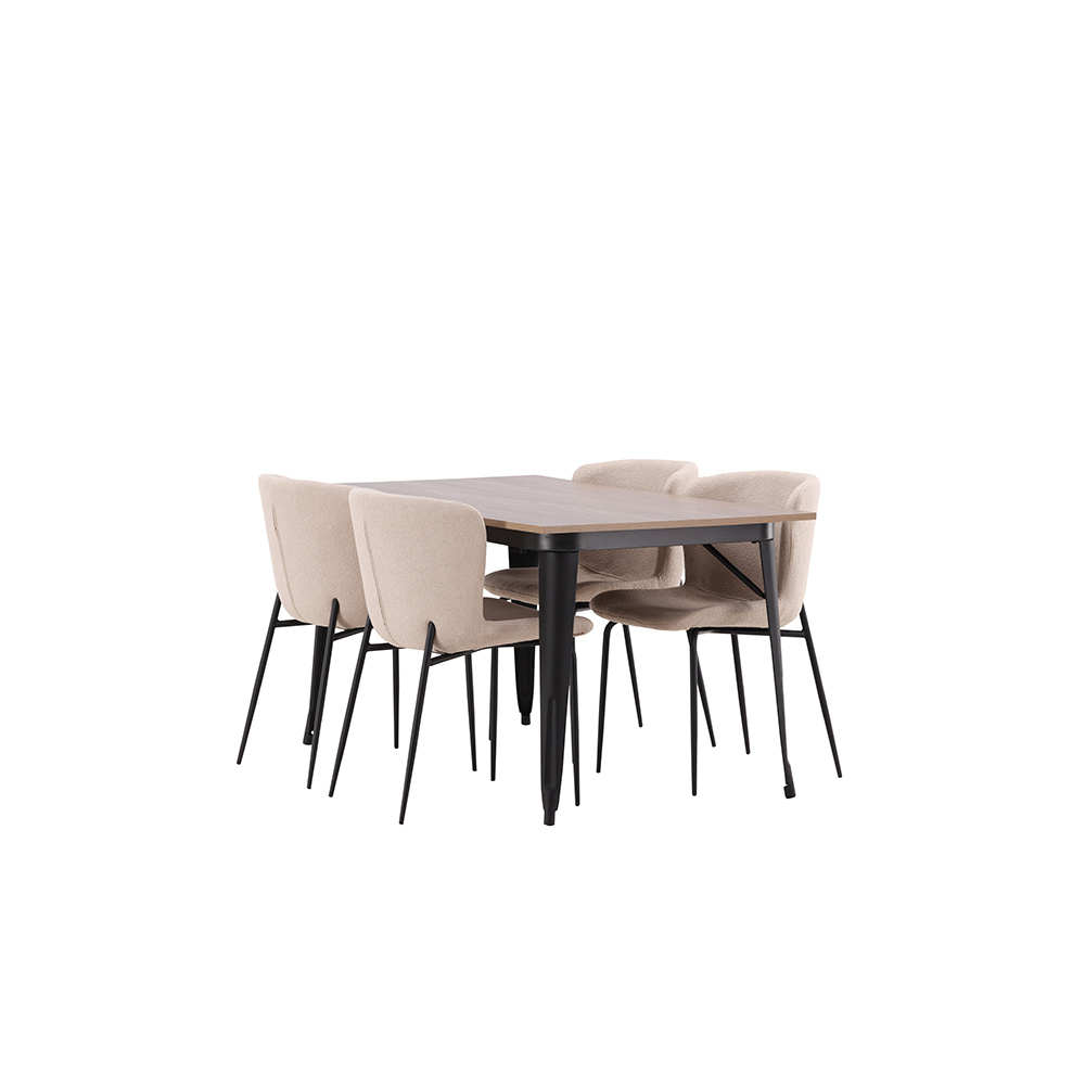 Spisegruppe Venture Home Tempe med 4 Modesto Stoler