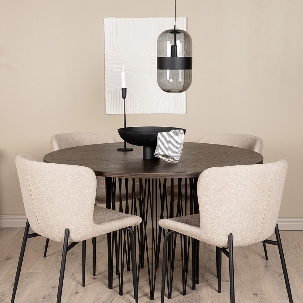 Spisegruppe Venture Home Stone Rund med 4 Modesto Stoler