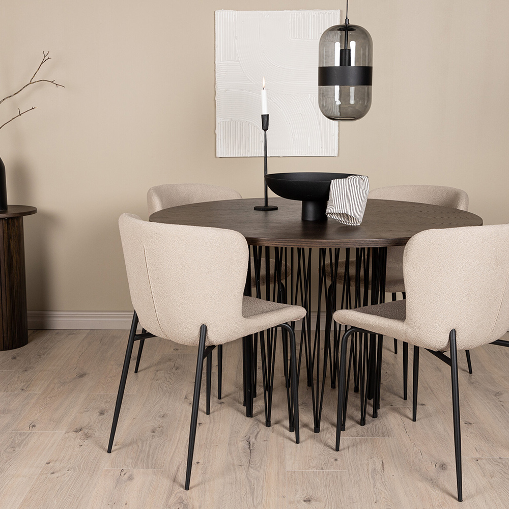 Spisegruppe Venture Home Stone Rund med 4 Modesto Stoler