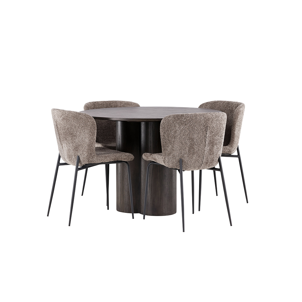 Spisegruppe Venture Home Olivia Ø 110 cm med 4 Modesto Stoler