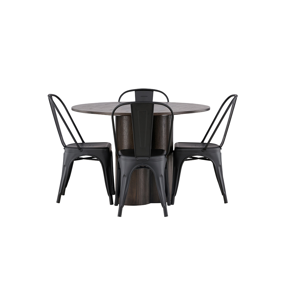 Spisegruppe Venture Home Olivia Ø 110 cm med 4 Tempe Stoler