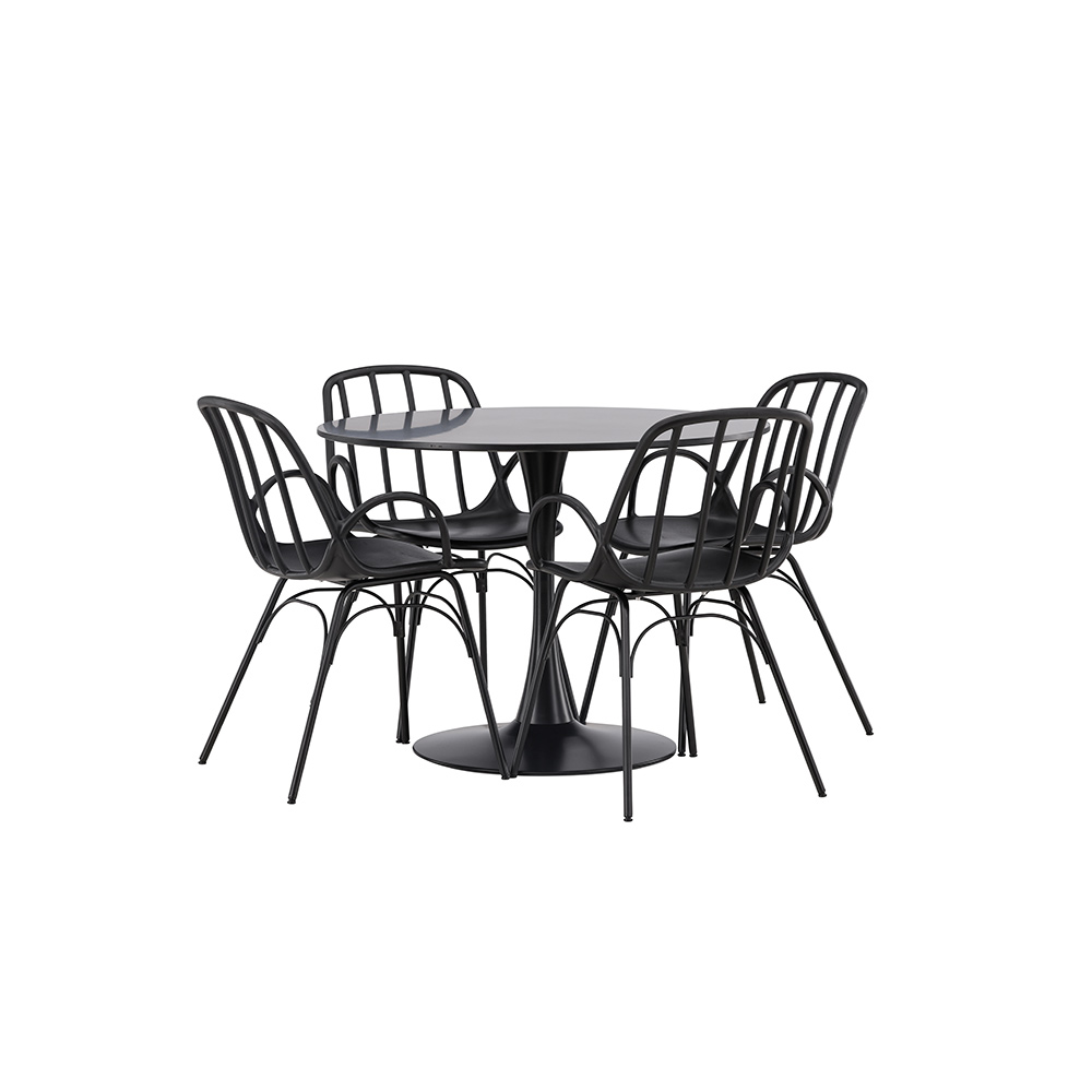 Spisegruppe Venture Home Glade Ø 100 cm med 4 Dyrön Stoler