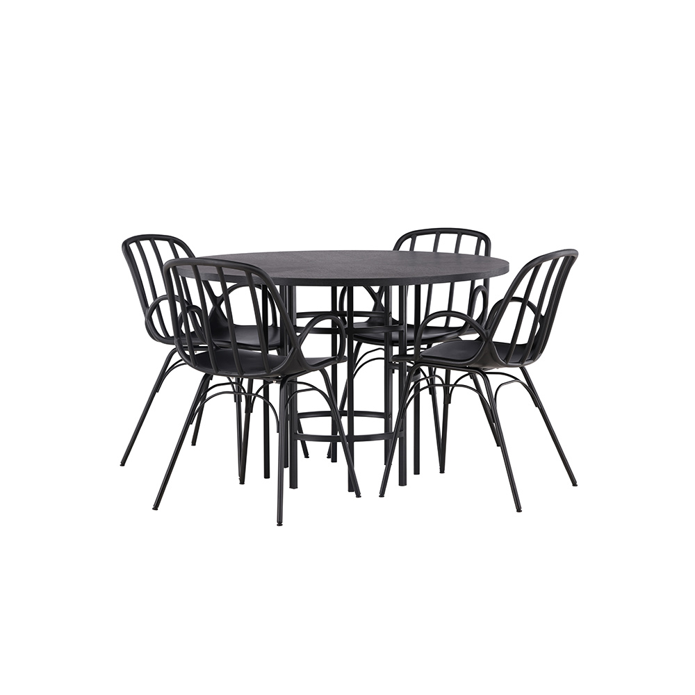 Spisegruppe Venture Home Copenhagen Ø 115 cm med 4 Dyrön Stoler