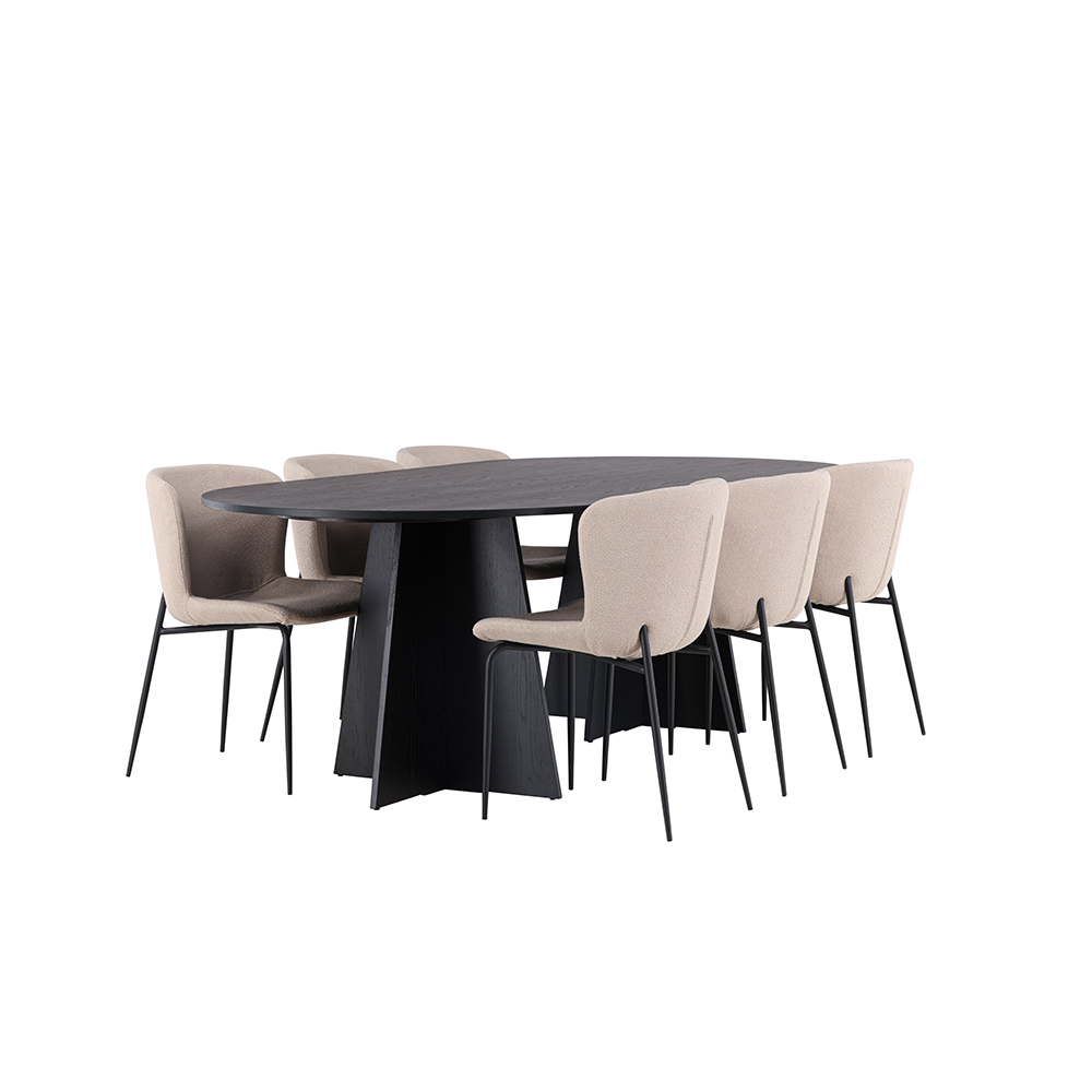 Spisegruppe Venture Home Bootcut Oval med 6 Modesto Stoler