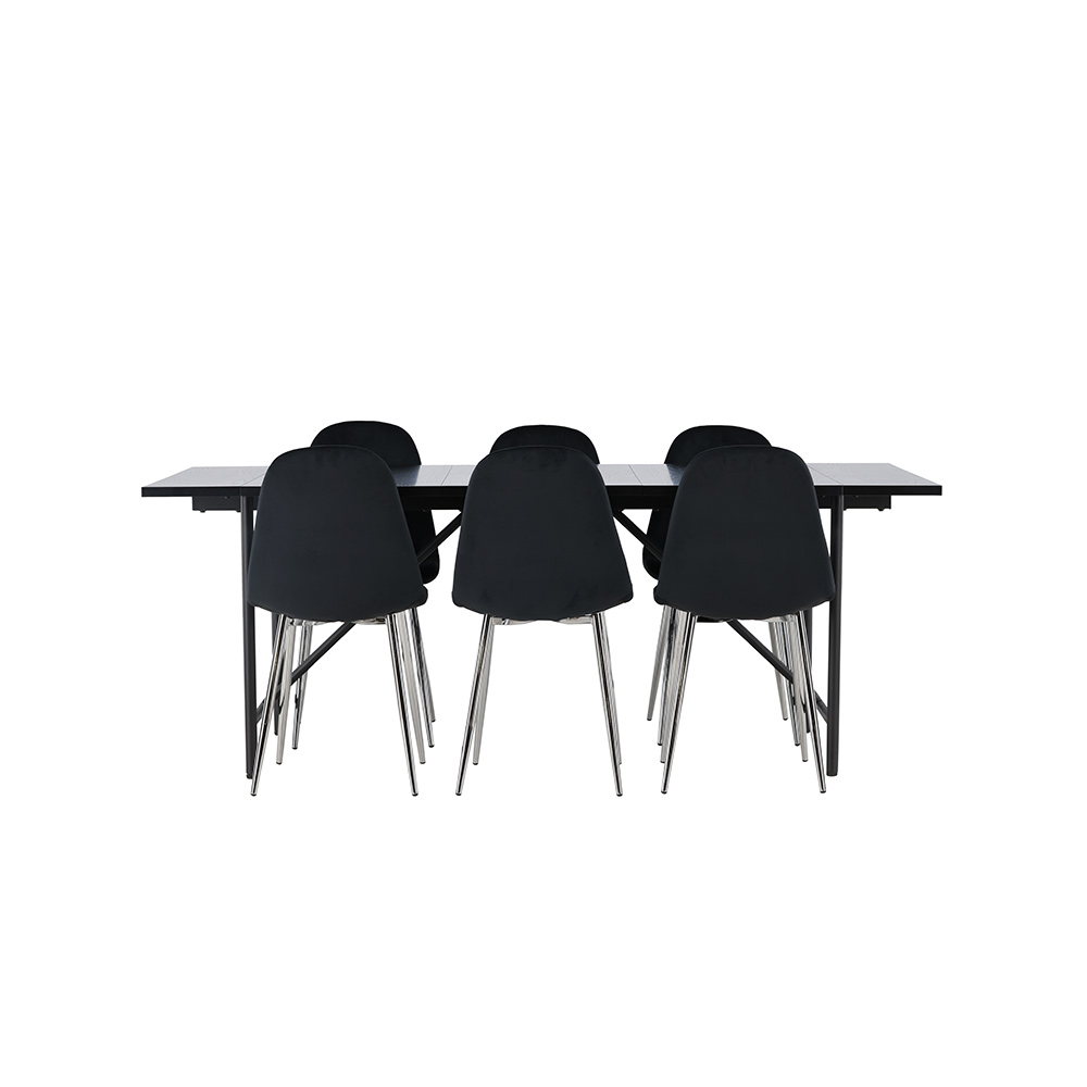 Spisegruppe Venture Home Astrid med 6 Polar Fløyel Stoler