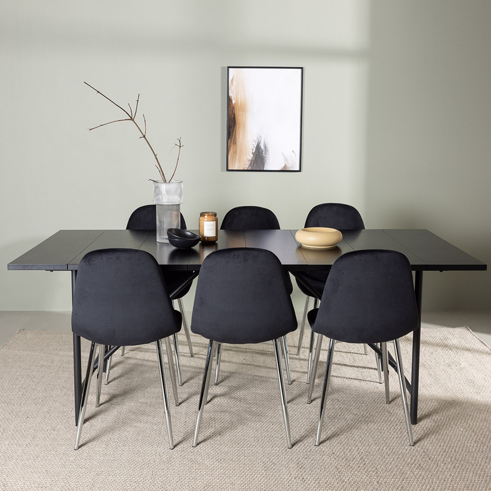 Spisegruppe Venture Home Astrid med 6 Polar Fløyel Stoler