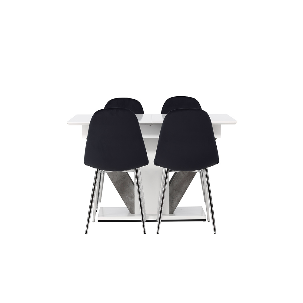 Spisegruppe Venture Home Disa med 4 Polar Fløyel Stoler