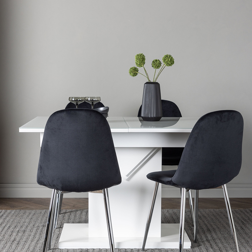 Spisegruppe Venture Home Pluto med 4 Polar Fløyel Stoler