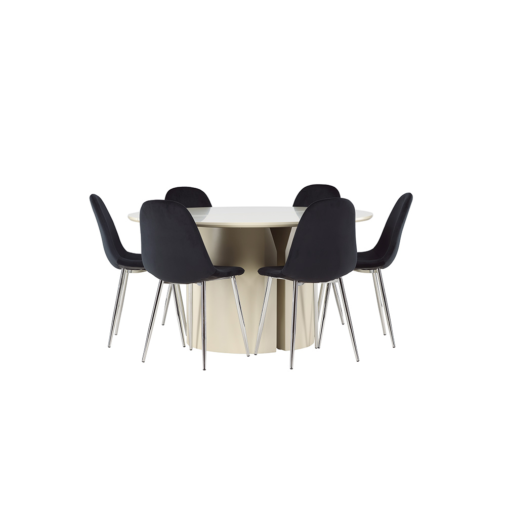 Spisegruppe Venture Home Sandvik med 6 Polar Fløyel Stoler