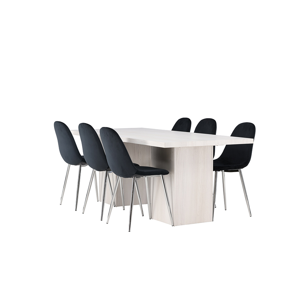 Spisegruppe Venture Home Olga med 6 Polar Fløyel Stoler