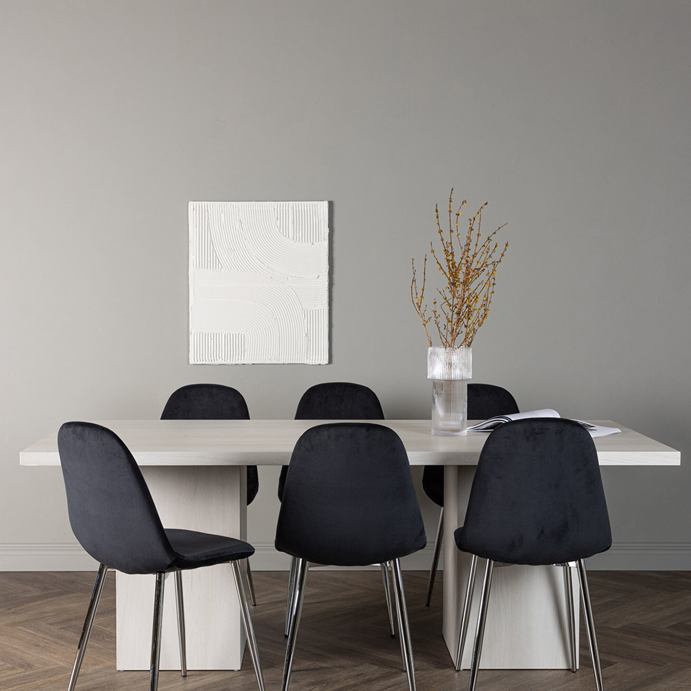 Spisegruppe Venture Home Olga med 6 Polar Fløyel Stoler