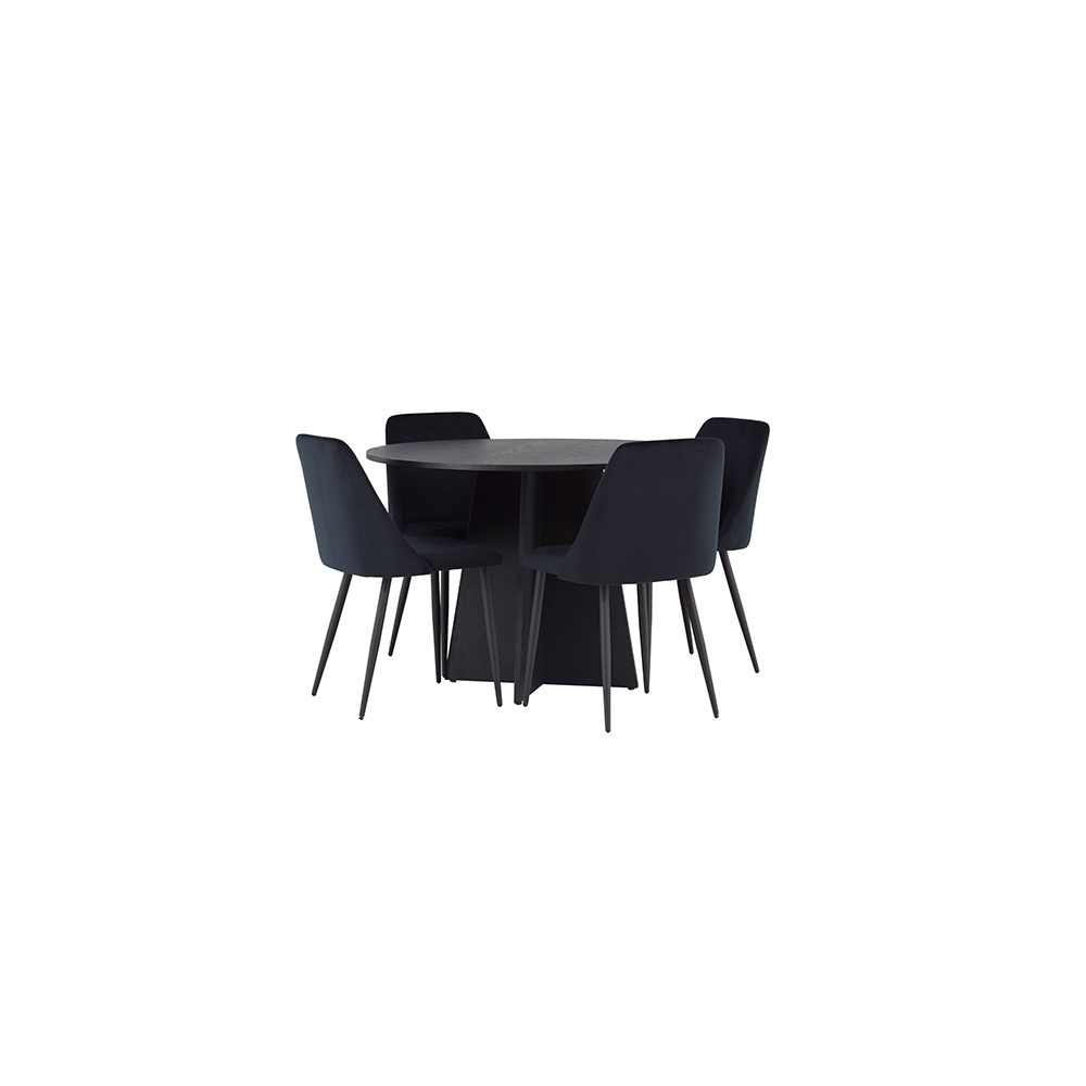 Spisegruppe Venture Home Bootcut Ø110 cm med 4 stk Night Stoler