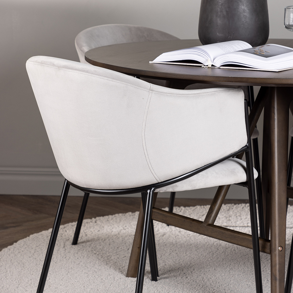 Spisegruppe Venture Home Kaseidon Ø100 cm med 4 stk Evelina Stoler