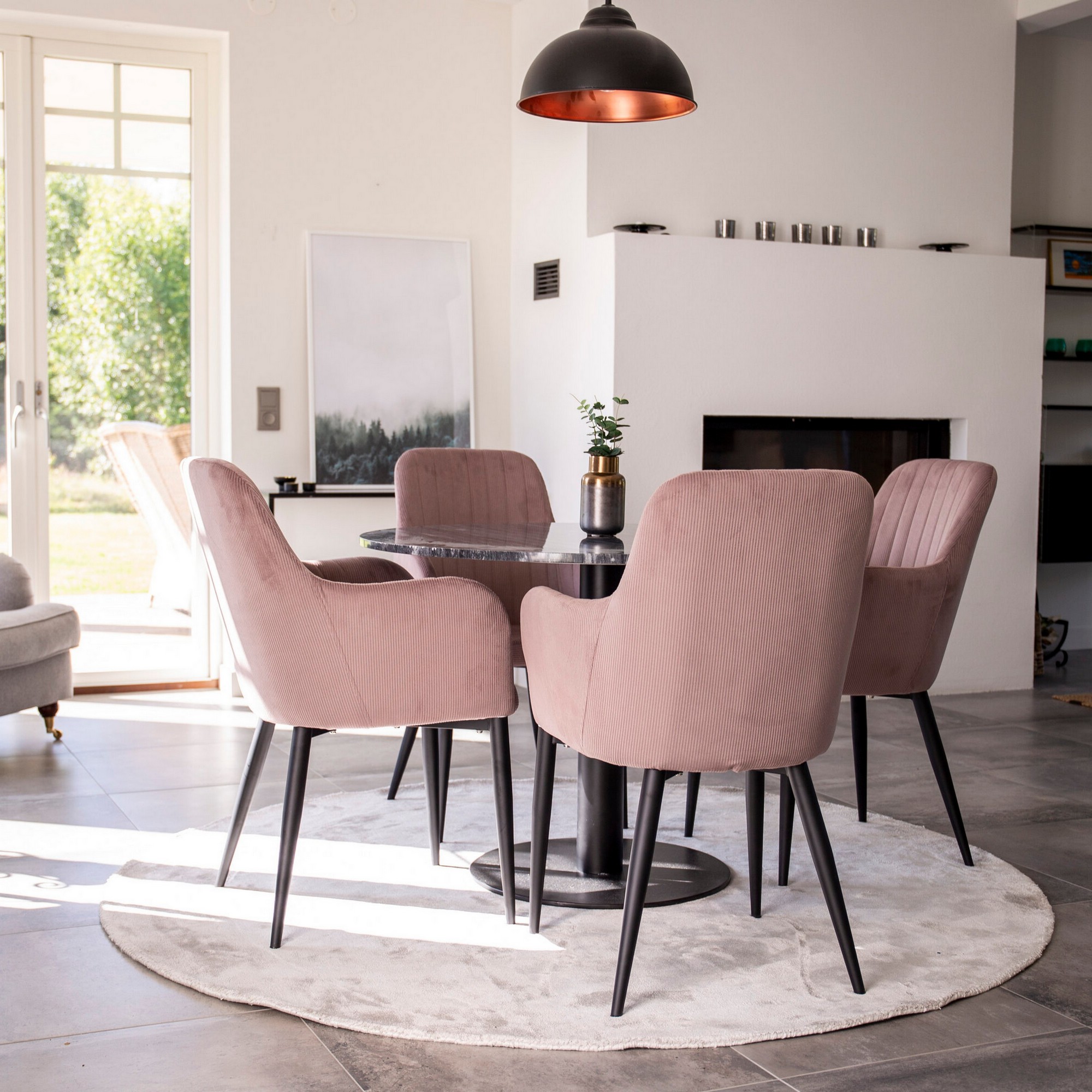 Spisegruppe Venture Home Estelle Rund med 4stk Comfort Stoler