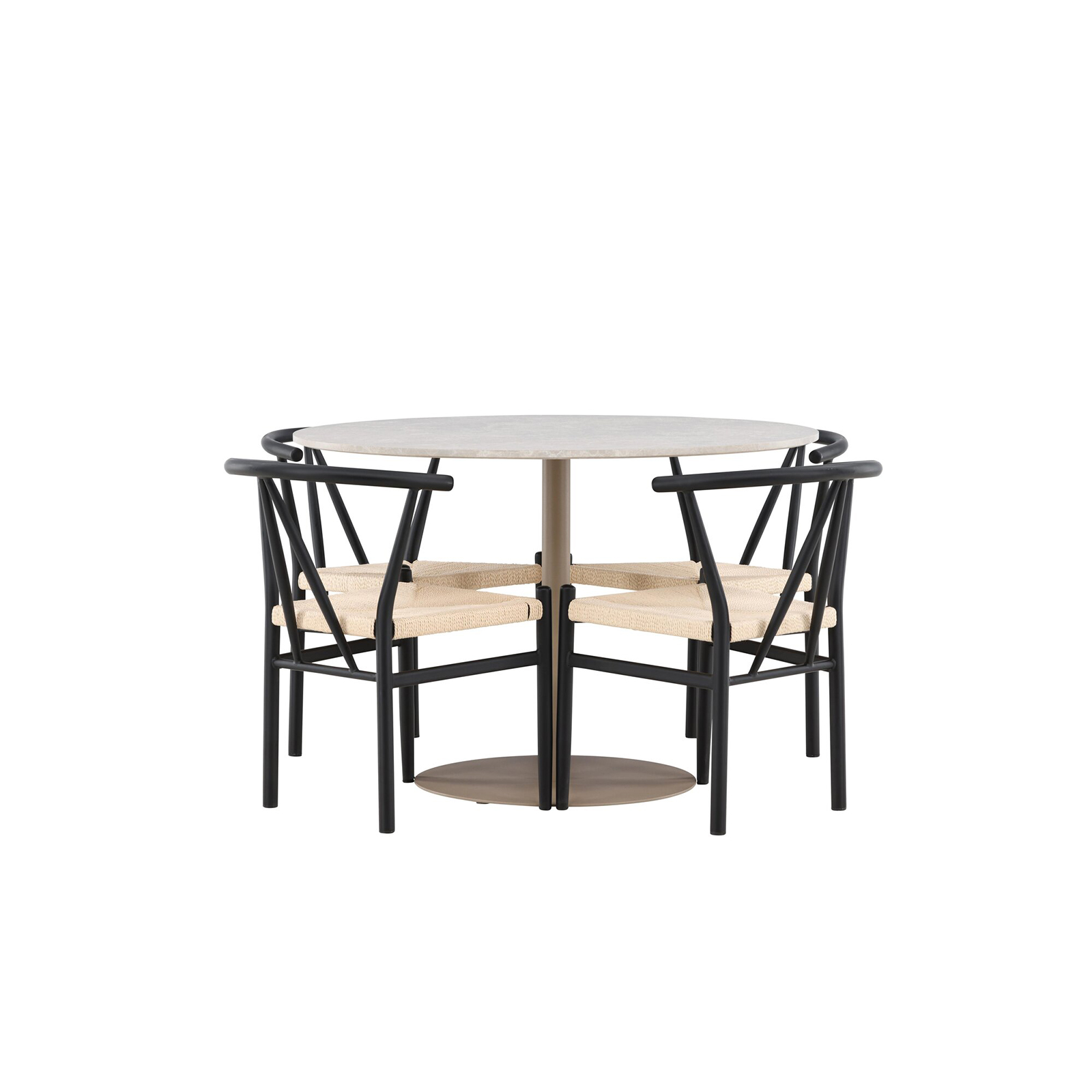 Spisegruppe Venture Home Lycke Ø110 med 4 stk Alfons Stoler