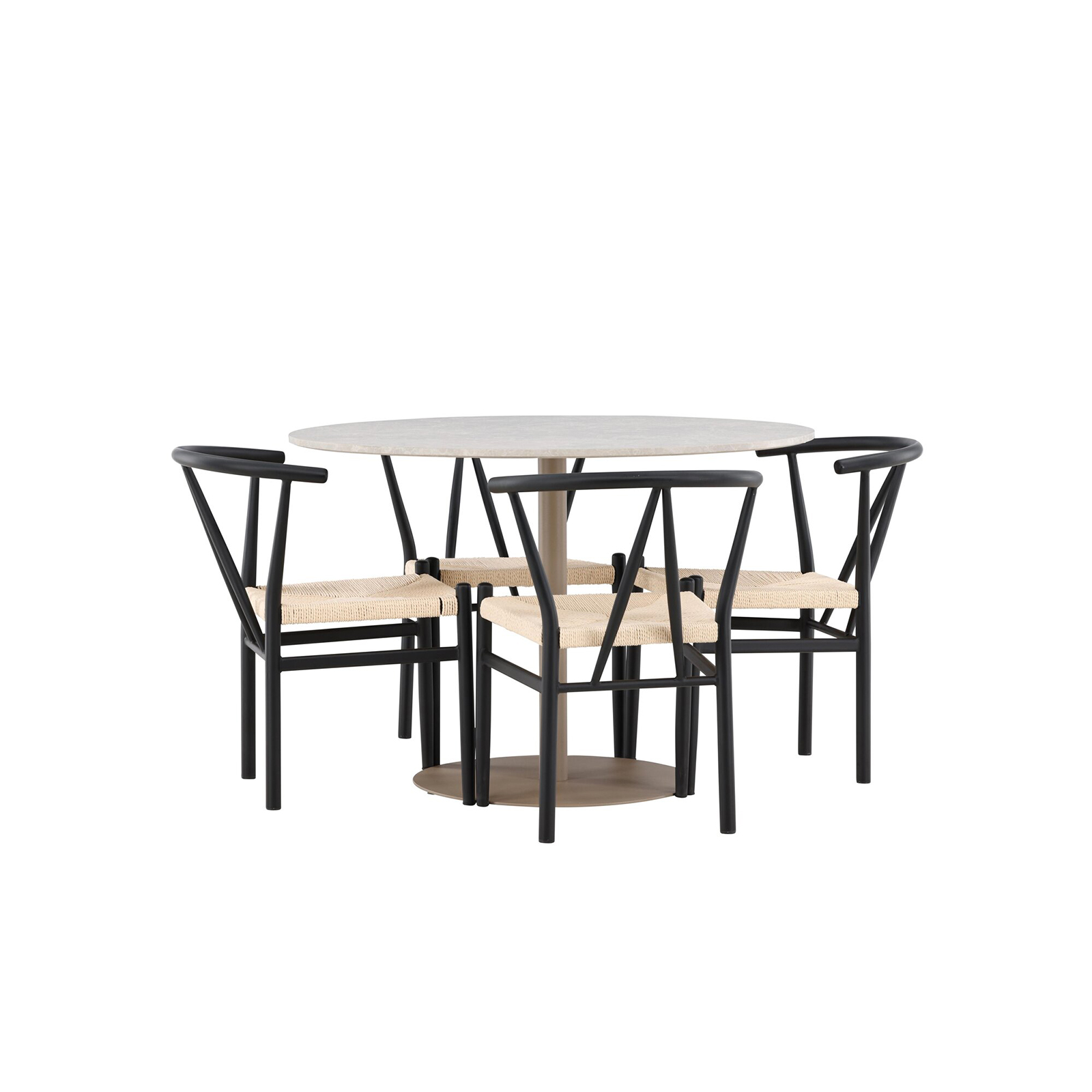 Spisegruppe Venture Home Lycke Ø110 med 4 stk Alfons Stoler