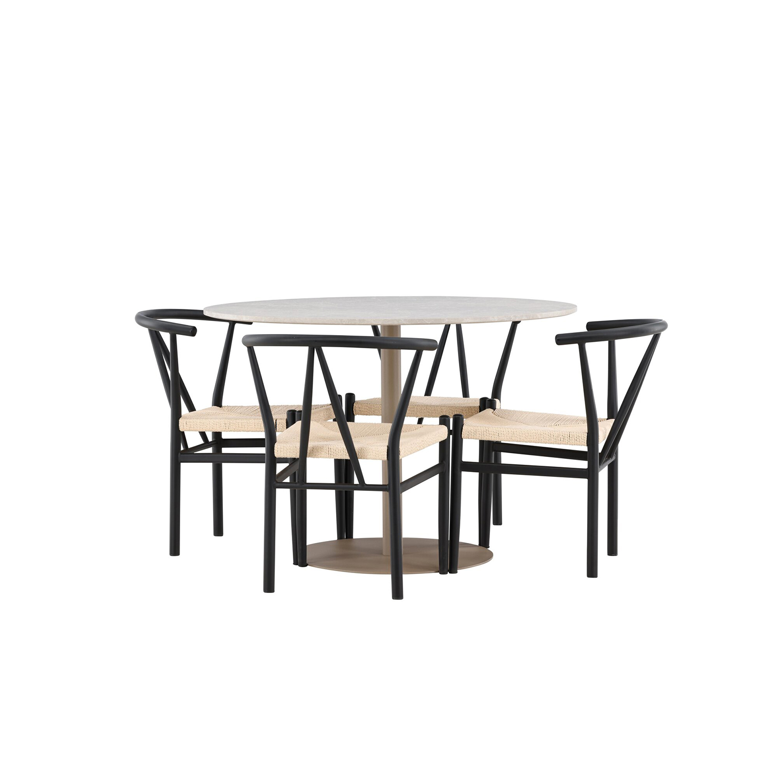 Spisegruppe Venture Home Lycke Ø110 med 4 stk Alfons Stoler