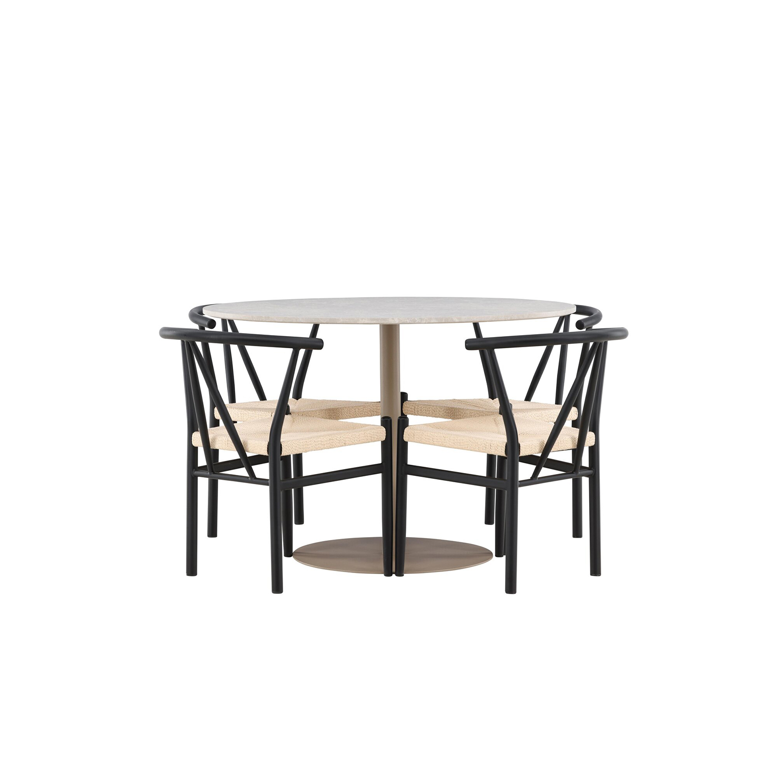 Spisegruppe Venture Home Lycke Ø110 med 4 stk Alfons Stoler