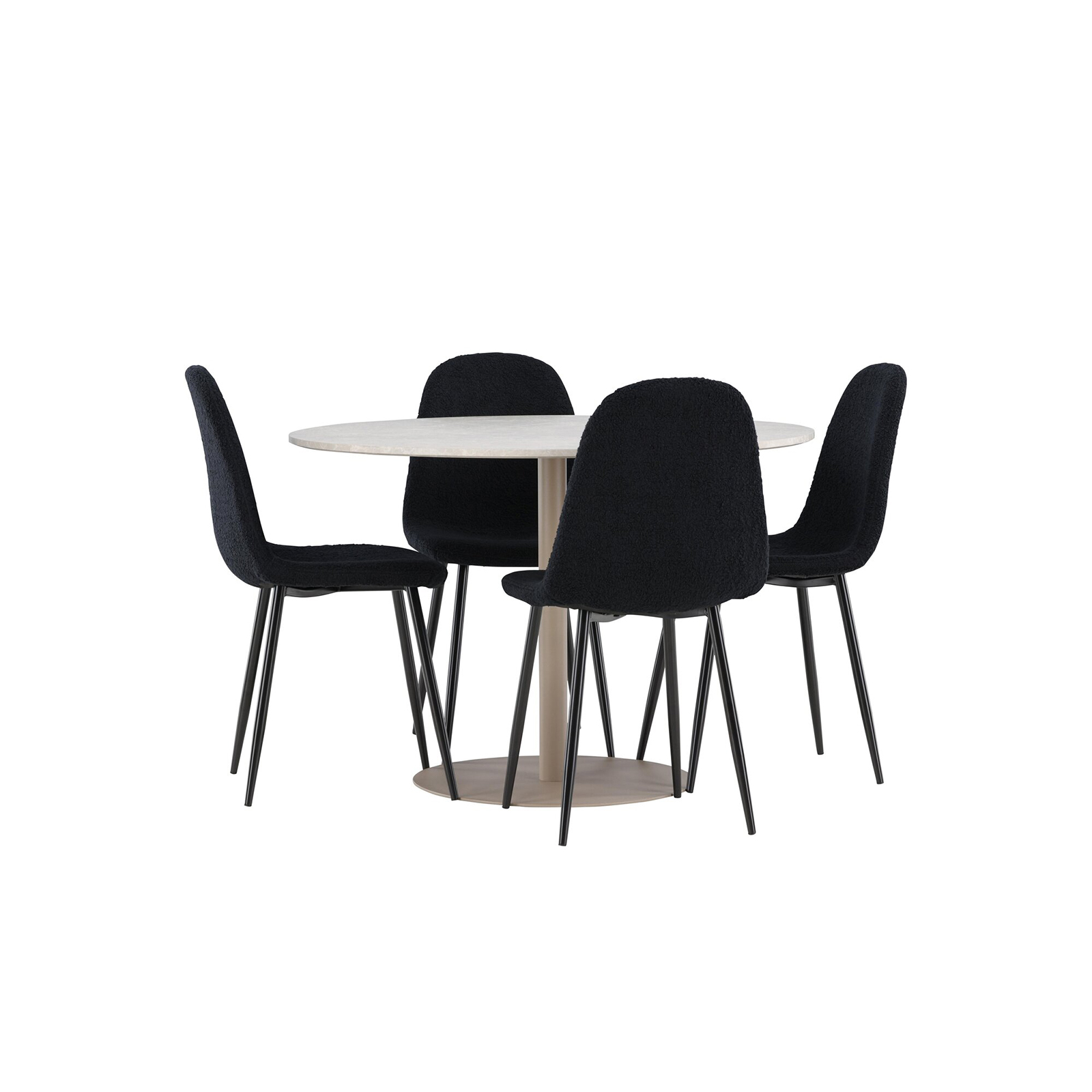 Spisegruppe Venture Home Lycke Ø110 med 4 stk Polar Stoler Teddy