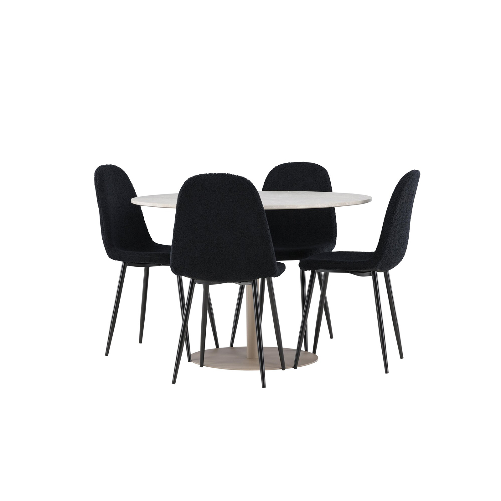 Spisegruppe Venture Home Lycke Ø110 med 4 stk Polar Stoler Teddy