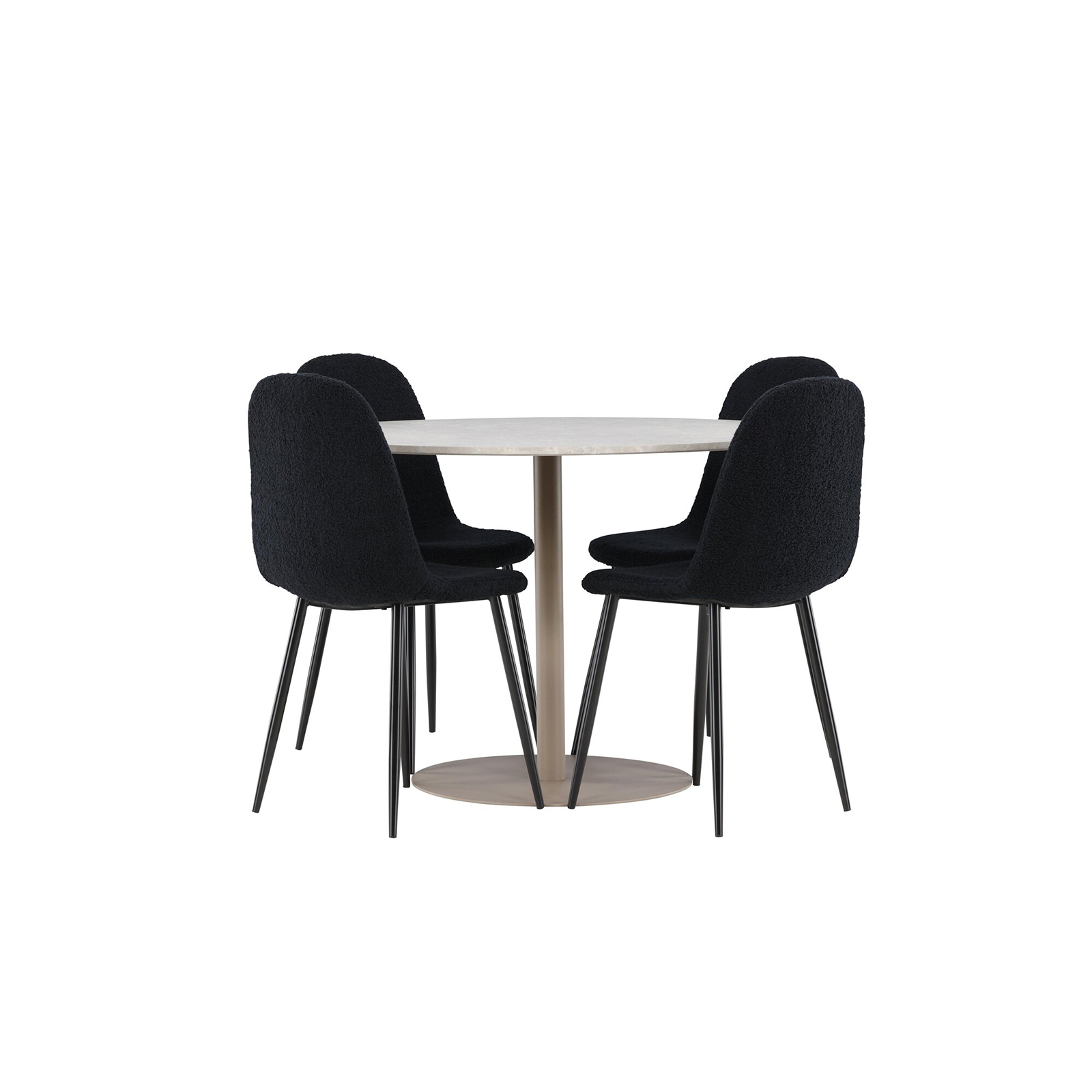 Spisegruppe Venture Home Lycke Ø110 med 4 stk Polar Stoler Teddy