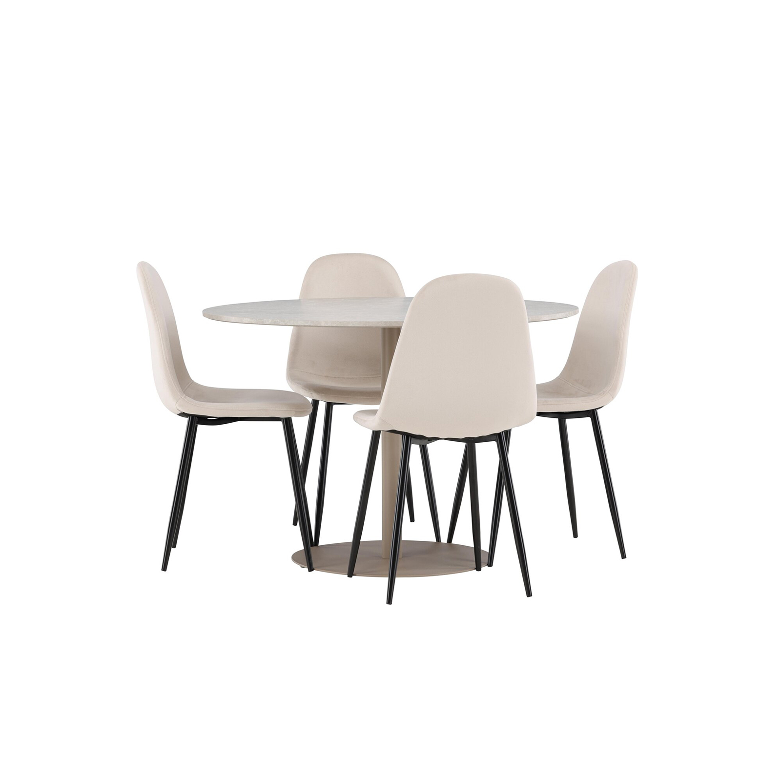 Spisegruppe Venture Home Lycke Ø110 med 4 stk Polar Stoler Fløyel
