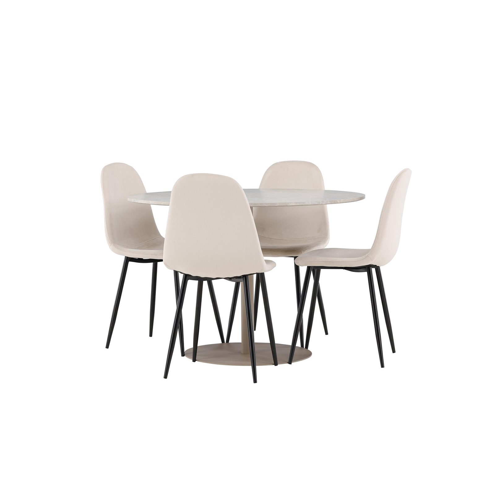 Spisegruppe Venture Home Lycke Ø110 med 4 stk Polar Stoler Fløyel