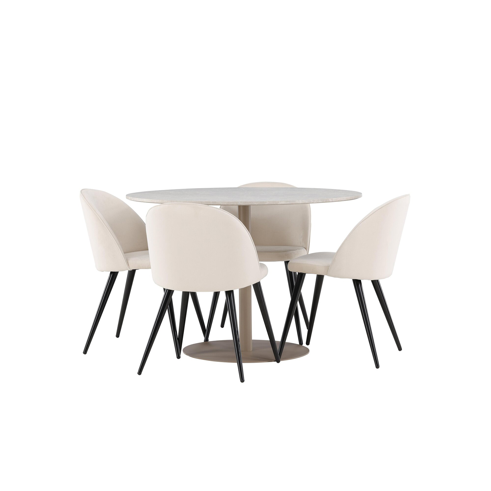 Spisegruppe Venture Home Lycke Ø110 med 4 stk Velvet Stoler